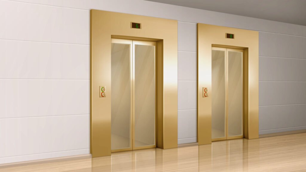 vecteezy golden elevator with glass doors in hallway 15426921